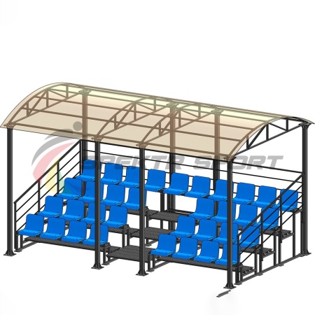 Купить Трибуна для зрителей 4 ряда на 34 места с навесом и перилами в Чебоксарах 
